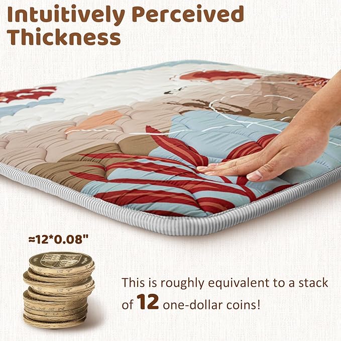 Baby Play Mat, 50x50 Playpen Mat, Thick Soft Foam Playmats for Baby, Foldable and Washable Baby Crawling Mat for Floor(Desert)