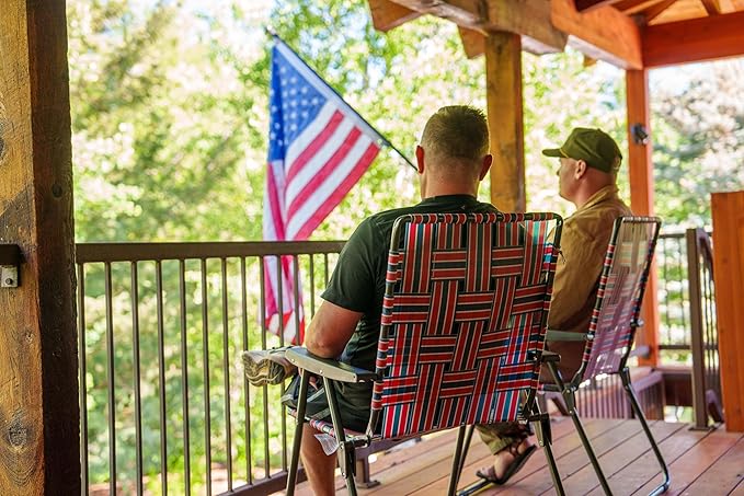 Retro Webbed Camping Chair - Lightweight, Foldable, Durable Steel Frame, 300lb Capacity, Vintage Red/Blue Stripes by Caddis Sports (2)