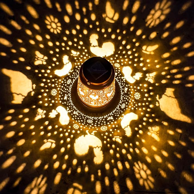 2 Pack Solar Chicken Lanterns Outdoor Waterproof Hanging Lights for Garden Decor, Yard, Patio, Lawn, Tabletop, Pathway, Landscape - Metal Decorative LED Gifts for Women Men