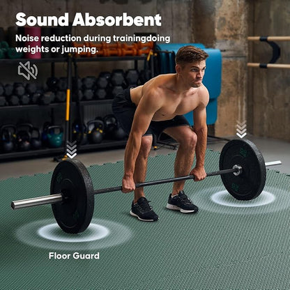 Home Gym Mat, Puzzle Exercise Mat, EVA Interlocking Foam Floor Tiles for Home Workout Equipment and Kids' Play Areas - Blue, 24 in x 24 in x ½ in - (Green, 32 Pack(128 SQ FT))