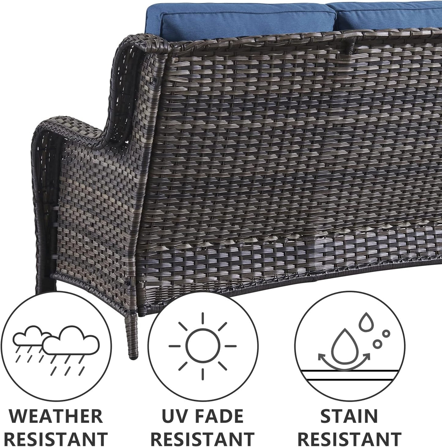 Outdoor Loveseat Small Patio Furniture 2 Seater Sofa Brown Wicker Couch Rattan Settee for Single-Family House