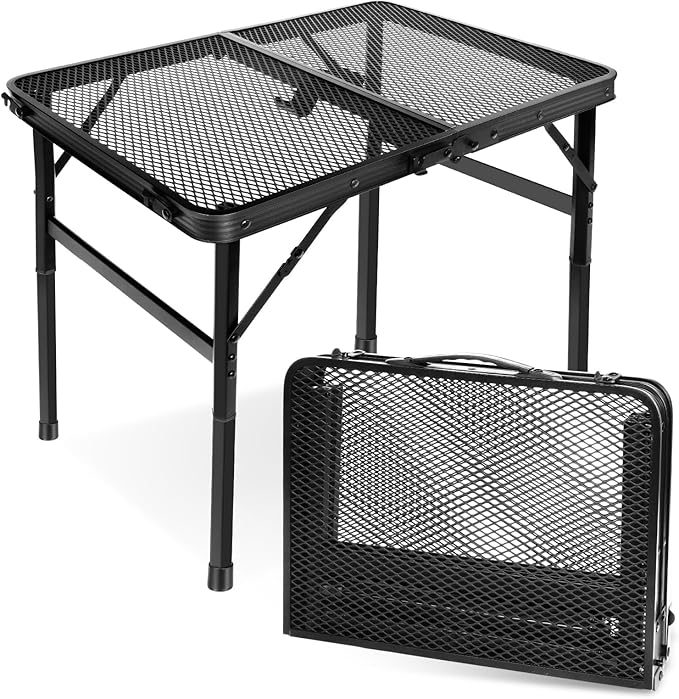 Small Folding Table, Easy for Storage, Compact and Portable Picnic Table for Grill, Outdoor Camping, Garden, Patio, Dining, BBQ, Party, Market, 2Ft (Small, Black), 23.6" L x 15.8" W