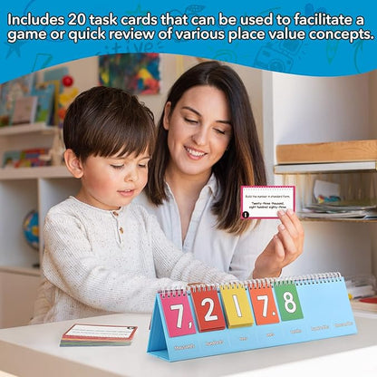 Aizweb Place Value Flip Chart - Math Manipulatives K-3 for Elementary Classroom-Double-Sided with Whole Numbers and Decimals-Learn to Count by Ones,Tens,Hundreds,Thousands and Millions(7 Digits)