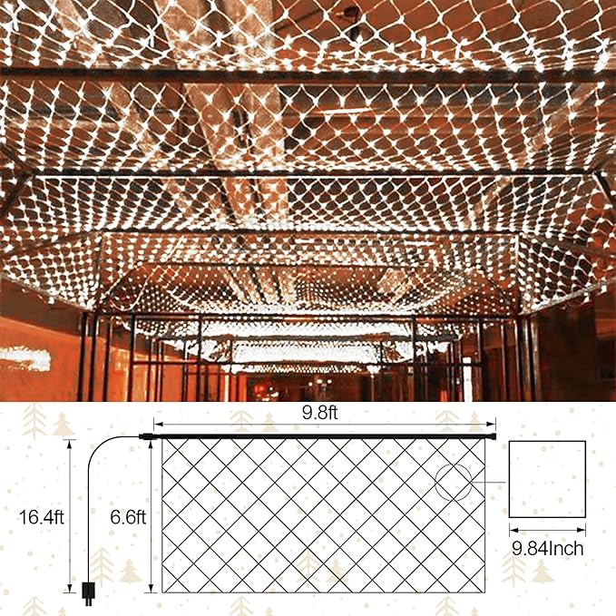 JXLEDAYY Christmas Net Lights Outdoor 200 LED 9.8x6.6 FT Mesh Lights for Bush Waterproof Fairy String Lights Plug in with Remote Timer 8 Modes for Garden Yard Bush Tree Patio Decor-Cool White