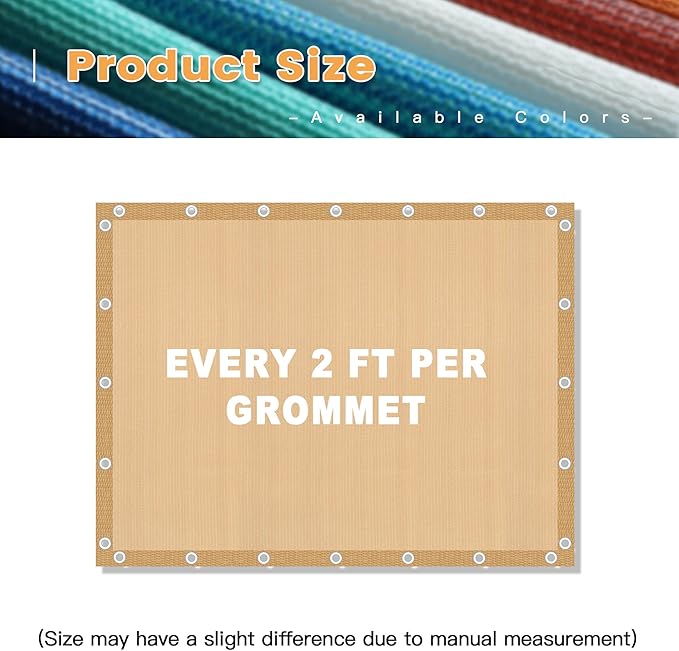 VICLLAX Shade Fabric Sun Shade Cloth with Every 2 FT Grommets for Patio Garden Pergola Cover Canopy 3x10 FT, Wheat