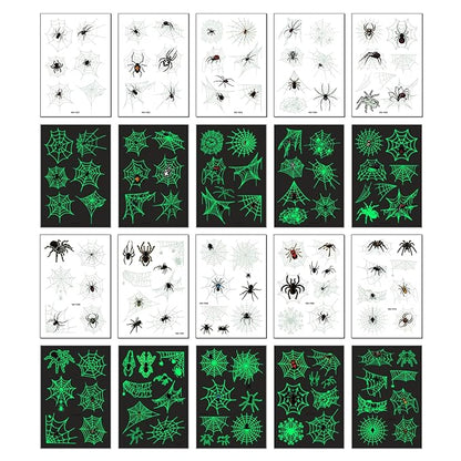 Halloween Luminous Spider Temporary Tattoos for Kids - 10 Sheets Glow In The Dark Halloween Spider Web Tattoos for Boys and Girls, Halloween Cosplay Face Makeup Accessories Holiday Party Gifts