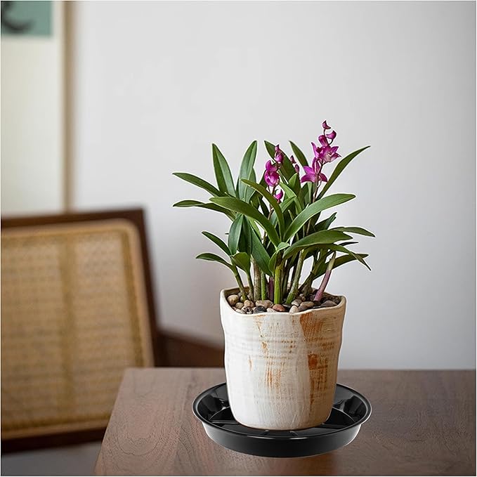 15 Pack Plant Saucer Drip Tray, 6 8 10 inch, Heavy Sturdy Plastic Planter Flower Pot Saucers for Indoor Outdoor Garden, Plant Water Drip Trays for pots Base (6"/8"/10", Black)