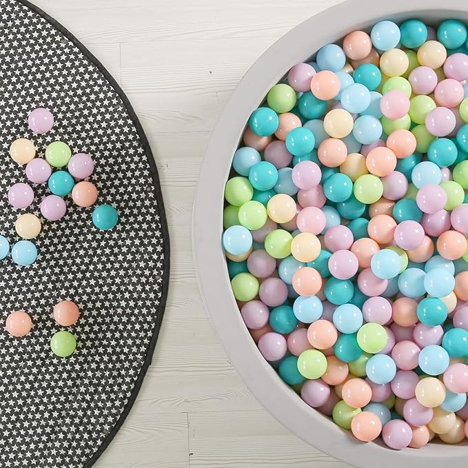 GOGOSO Ball Pit Balls for Toddlers Phthalate-Free BPA-Free Non-Toxic Crush Proof Soft Plastic Play Balls Baby Kids Shape Tent Pool Playhouse Playpen Party Decor,Green Blue Pink Purple Beige,100PCS