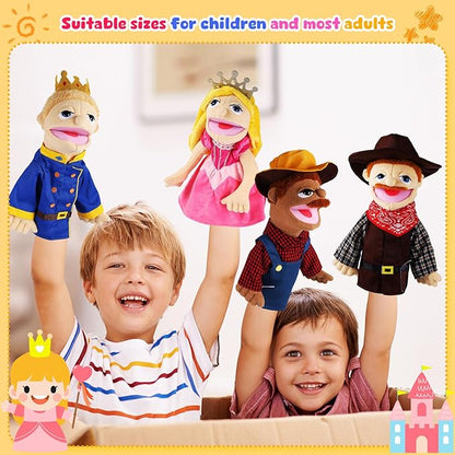 6 Pcs Role Play Hand Puppets Profession Worker Entrepreneur Plush Toys Role-Play Toy Puppets for Kids Storytelling Imaginative Pretend Play Teaching Preschool(Adventurers)