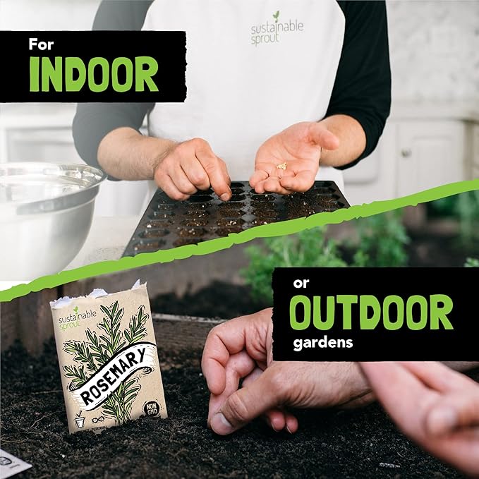 Culinary Herb Seeds Variety Pack: 10 Spice Herbs, Hydroponic Garden Indoors, Heirloom Planting Basil, Parsley, Sage, Thyme, Rosemary, Cilantro, Chives Dill Oregano, Summer Savory by Sustainable Sprout