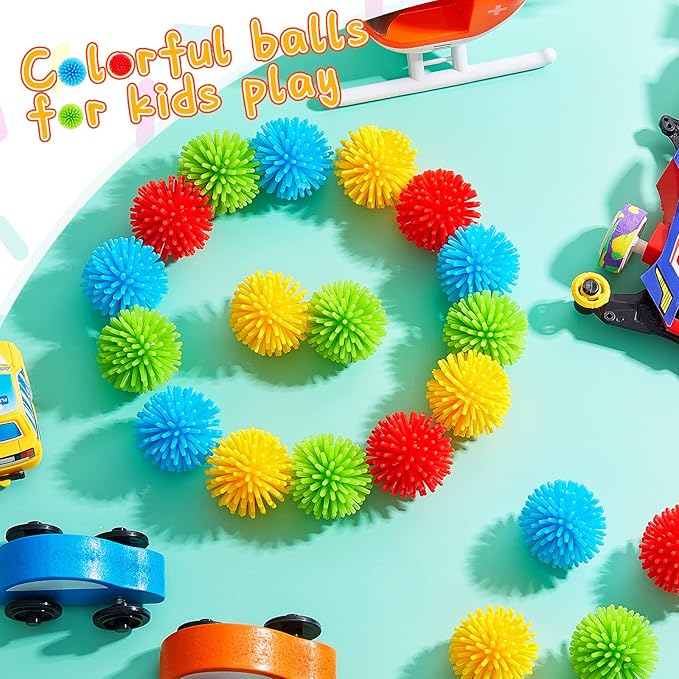 Civaner 40 Pieces Mini Spiky Porcupine Balls Multicolor Small Stress Relief Calming Toy Bright Hedge Balls Soft Colorful Fidget Sensory Toy for Home Office Birthday Party Favors Supplies