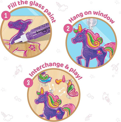 Imagimake Window Art Unicorn | Stained Glass Kit | Unicorn Girls Toys Age 6-8 | 6 Year Old Girl Birthday Gift | Art and Crafts for Girls 8-12 | DIY Suncatcher Kit for 5,6,7,8,9,10,11,12 Year Old Kids