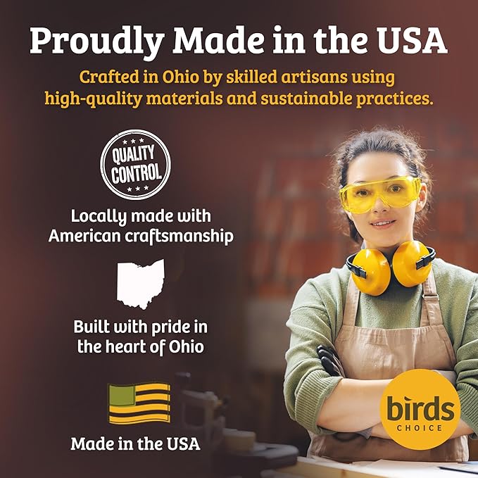 Birds Choice Ohio Stoneware Bird Bath | Pedestal Bird Bath, Stable Locking Top | Weather-Resistant Ceramic Clay, Glazed Finish | Outdoor Garden & Patio Decor | 22" H x 17" D, Gray