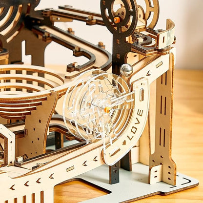 3D Wooden Puzzles Marble Run Set - Mechanical Model Kits with Motor, Brainteaser and Puzzle for Christmas/Birthday,Gifts for Adults and Teens to Build Combination
