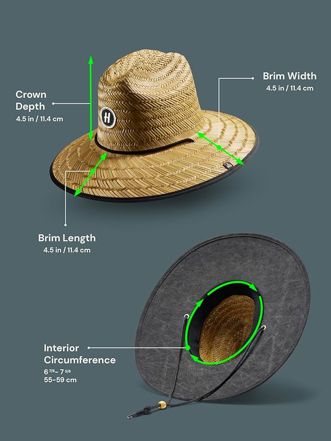 Straw Hat for Men & Women | Lifeguard Hat, Beach Hat & Sun Hat | UPF 50+ Wide Brim for Sun Protection | One Size | Hemlock