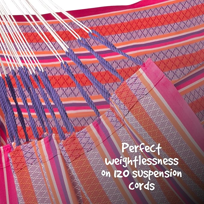 LA SIESTA® - XL King Habana Cotton Hammock Chair & CasaMount - Hanging Chair w/Suspension Kit for Walls Ceilings & Square Beams - Indoor Outdoor Swing Hanging Chair Bedroom Patio Balcony - Flamingo