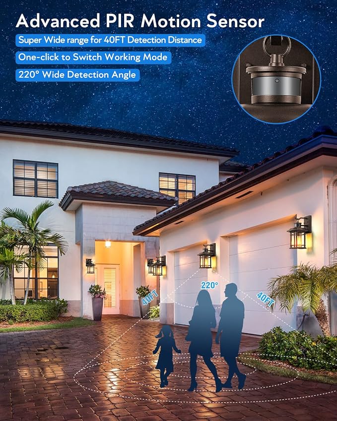 VIANIS Brown Motion Sensor Outdoor Light Fixture, Dusk to Dawn Exterior Lights for House, Waterproof, Anti-Rust Outdoor Sconce Lights for House, Doorway, Garage, Oil Rubbed Bronze