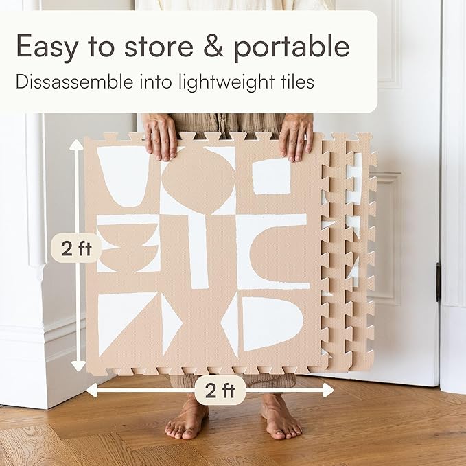 Lillefolk Baby Play Mat for Floor – 6x6ft Terracotta | Soft Non Toxic Premium EVA Foam Tiles for Tummy Time, Crawling & Playroom – Waterproof Interlocking Floor Mat for Babies & Toddlers (9 Tiles)
