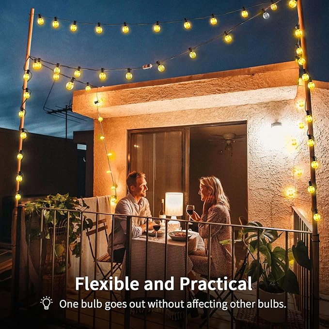 XURISEN Outdoor String Lights with Dimmer, 176FT LED Patio Lights for Outside with 100+8 Shatterproof G40 Globe Bulbs UL Listed IP65 Waterproof Hanging Lighting for Backyard Balcony Bistro Party Decor