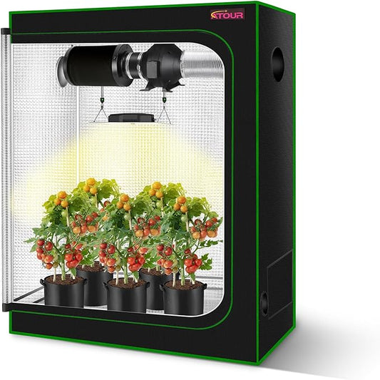 ATOUR 48”x24”x60” Grow Tent, Reflective 600D Mylar,Hydroponic Grow Tent with Observation Window and Floor Tray for Indoor Plant Growing 4’x2’