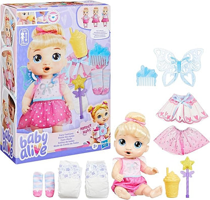 Baby Alive Fairy Fashions Harper Hugs Doll with Clothes Accessories, Blonde Hair, 11 Inches, Toys for 3 Year Old Girls and Boys & Up (Amazon Exclusive)