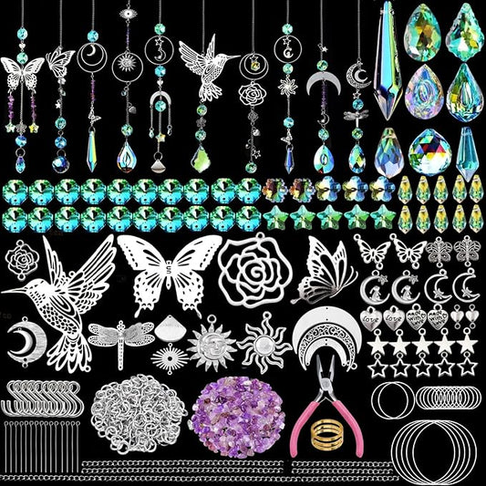 IcosaMro 420PCS Sun Catcher Arts and Crafts for Adults Crystal Suncatcher Crafts Kit for Adults Suncatchers DIY Making Supplies for Indoor Window Hanging, Outdoor Garden Decor Wedding Christmas