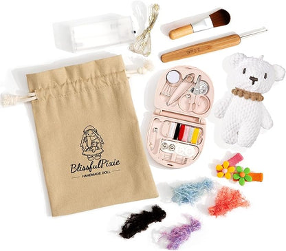 BlissfulPixie Handmade Birthday Present for Girl Black Doll Waldorf Collect Rag Doll with Exquisite Box-Dezi 12"