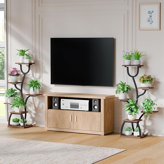 Plant Stand Indoor with Grow Lights - 2 Pack Indoor Plant Shelf, 6 Tiered Corner Flower Stand Shelves, 40" Display Shelf for Home, Living Room, Patio