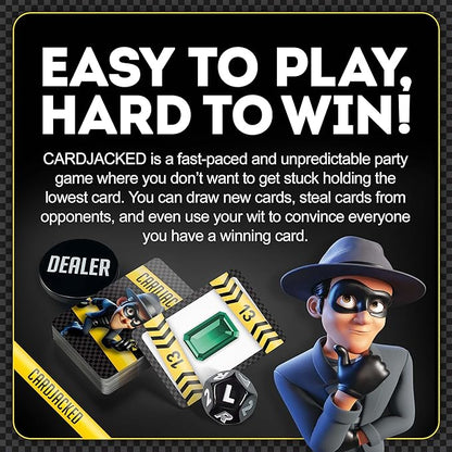 CARDJACKED Party Game – 4-10 Players, Ages 8+, 20+ Minutes – Family-Friendly Strategy for Kids, Teens & Adults for Game Night