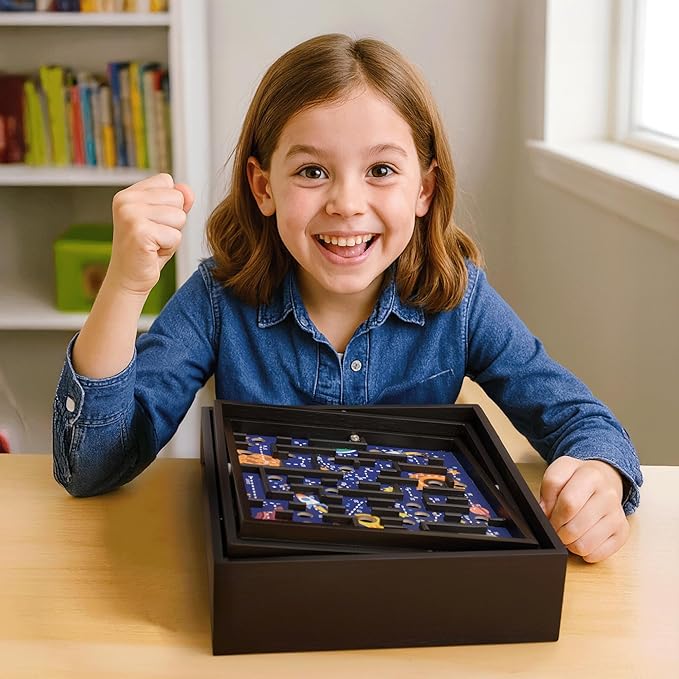 'STERLING Games Wooden Labyrinth Space Shuttle Theme Tilt Maze Game with Marble Ball and 60 Waypoints for 6 Years Up, 13.5" x 13" Board