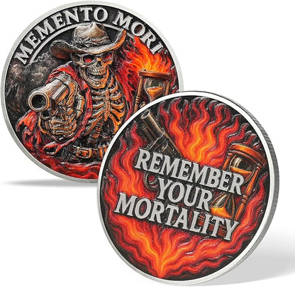 AtSKnSK Memento Mori Coin Momento Mori Coin Skull Coin Stoic Gifts Memento Mori Calendar Living Memento Mori Amor Fati Coin (Musketeer Skull)