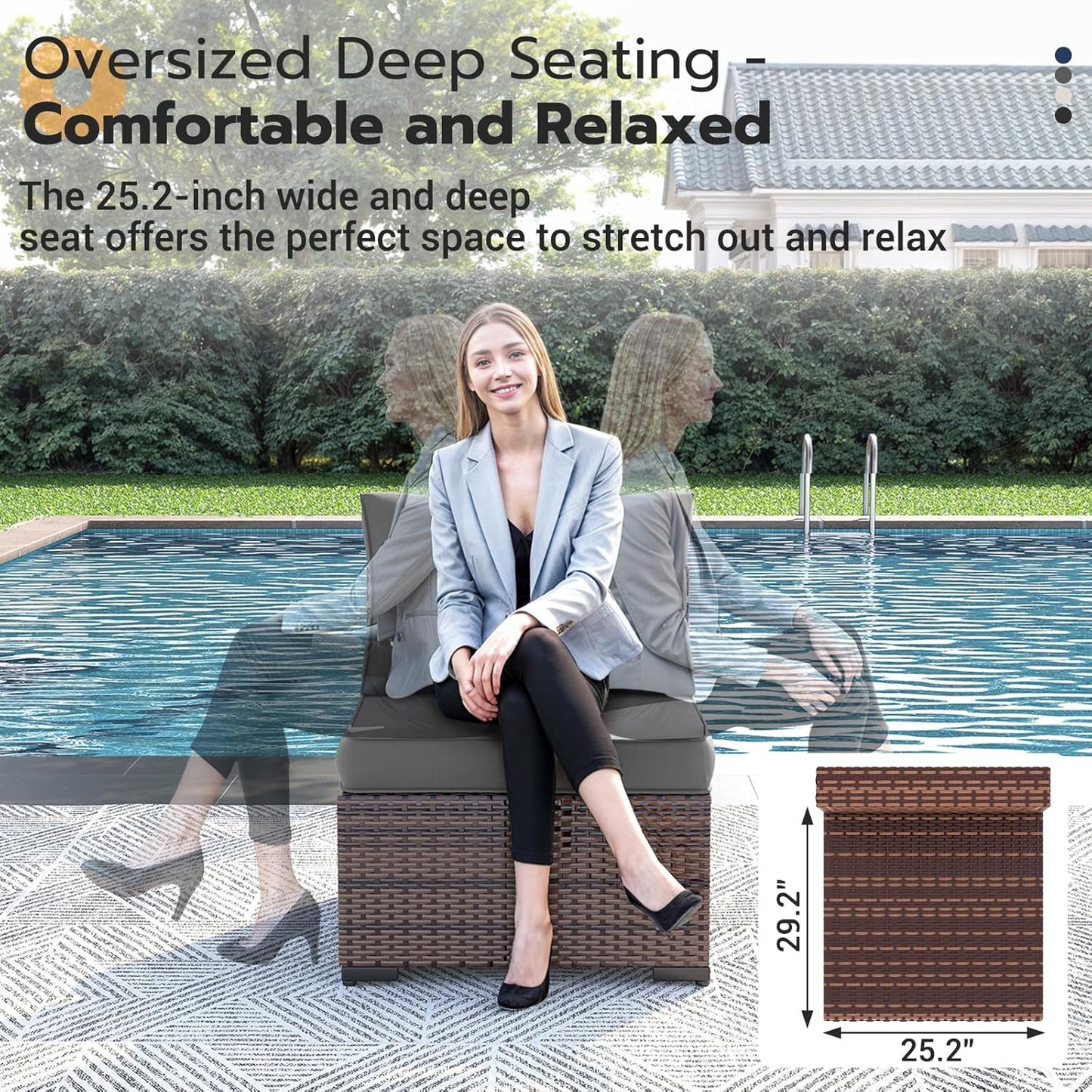 UDPATIO Patio Furniture Set, 7 Piece Outdoor Sectional Sofa, Wicker Modular Patio Sectional Conversation Sets with Waterproof Cover for Deck Backyard(Brown/Dark Grey)
