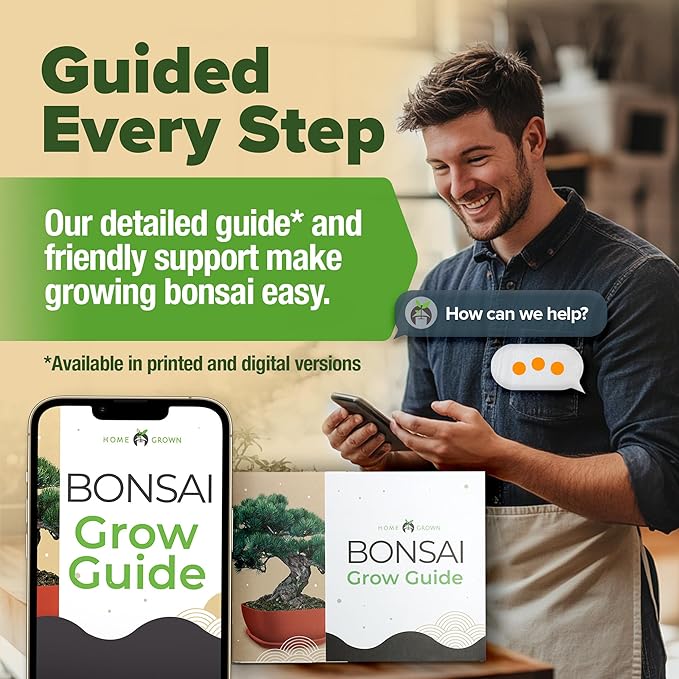 HOME GROWN Bonsai Tree Kit: Unique Christmas Gift for Men - Bonsai Starter Kit w/ 6 Seed Varieties - Unique Designed Pots - All-in-One Craft Kit for Adults for Gardeners & Plant Lovers