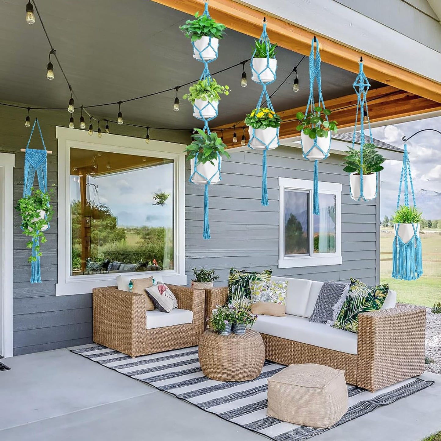 Macrame Plant Hangers, 6Pack Hanging Planters for Indoor Plants w/ 6 Set Hangers Kit Handmade Macromay Plant Hangers Indoor Flower Pots Holder Stand for Boho Home Décor (POTS NOT Included)