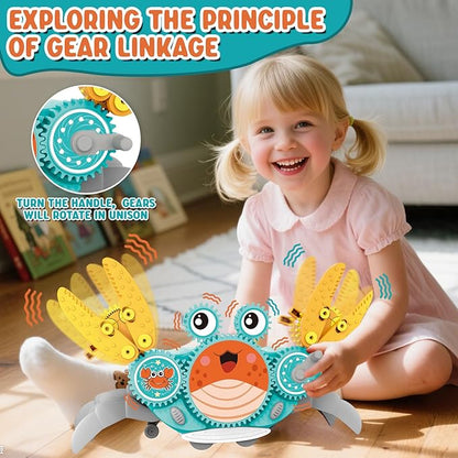 Alritz STEM Gears Toys for Kids，Building Blocks Gear Crab, Learning Educational Toy, Electric & Manual Dual Mode Playset Gift for Boys & Girls Age 3+ Birthdays, Halloween