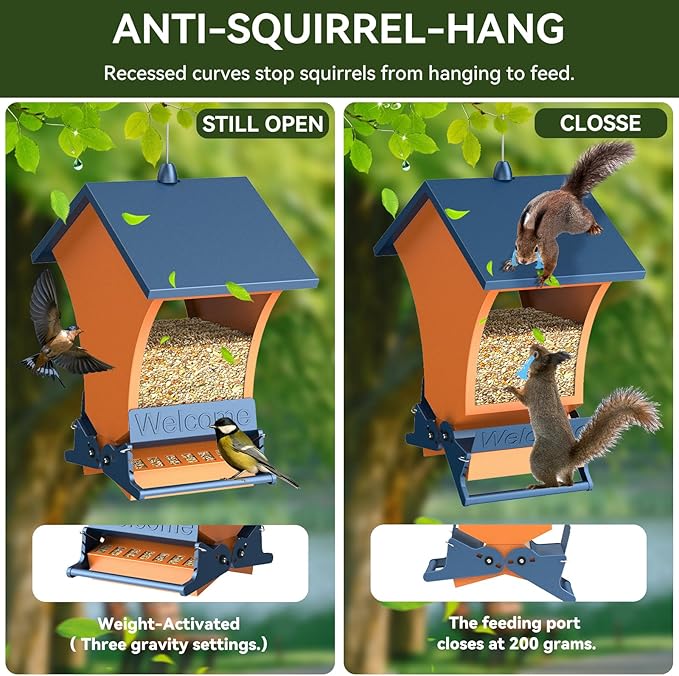 Wildpark Squirrel Proof Bird Feeders for Outdoors, 5LB Metal Hanging Feeders, Large Wild Feeders for Cardinals, Chickadees, Durable Backyard Feeders-One in Orange