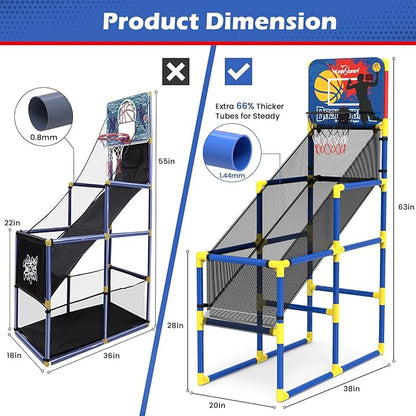Kids Basketball Hoop Arcade Game W/Electronic Scoreboard Cheer Sound, Basketball Hoop Indoor Outdoor W/4 Balls, Basketball Game Toys Gifts for Kids 3-6 5-7 8-12 Toddlers Boys Girls
