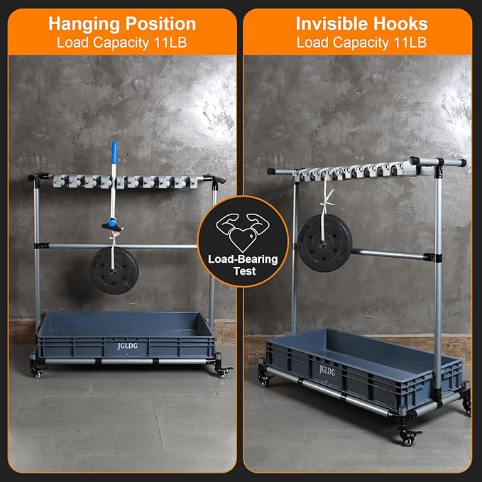 Mop and Broom Holder with Wheels - Keep Your Cleaning Tools Organized! (L)