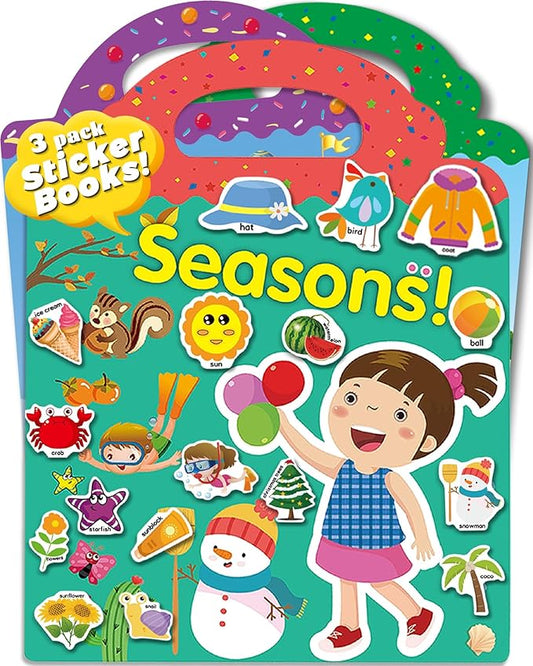 3 Pack Reusable Sticker Book for Toddlers, Toddler Sticker Book for Kids, Toddler Activities Crafts Preschool Learning Travel Birthday Gifts for Boys Girls - Farm, Fairy Tale and Season