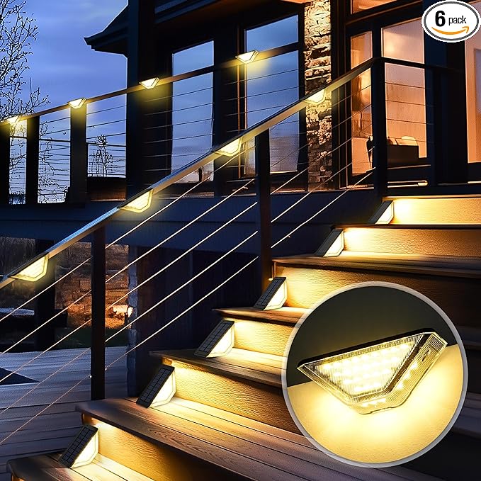 SOLPEX Solar Step Lights Outdoor,Solar Deck Lights for Outside,Two-Sided Stair Lights with 33 LEDs,Waterproof IP65 for Garden,Fence,Deck,Steps,Stair,Porch（10 Pack,Warm White）