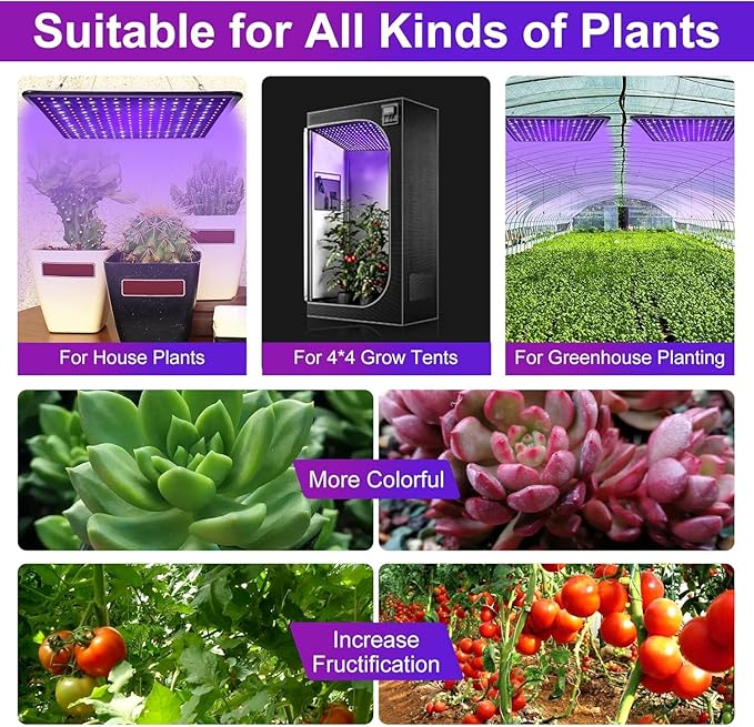 Upgraded LED Grow Light, High Efficiency & High Yield Full Spectrum Plant Light, Grow Lights for Indoor Plants Seedling Hydroponic Plants Veg Flower Growing Lamps