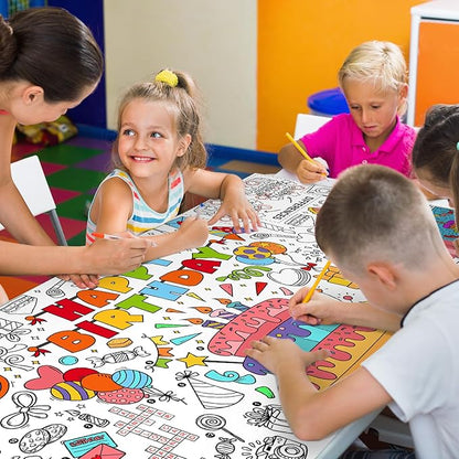 Giant Coloring Poster for Classroom Wall - Versatile 31.5 x 72 Inches Birthday Activity Poster/Table Cover, School Parties, Birthday Party and Special Events Decoration