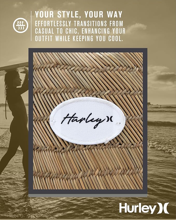 Hurley Women's Straw Hats - Real Straw Hat Medium Brim and Adjustable Chin Strap