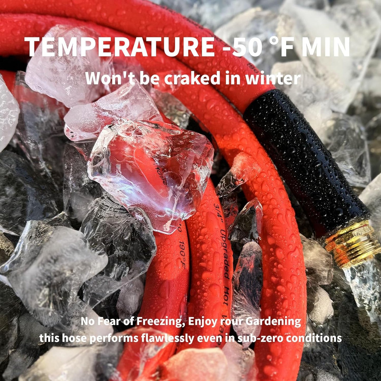 Garden Hose 20ft x 3/4” Hot Water Hose, Heavy Duty -50°F to 190°F,Burst 600Psi Flexible Upgraded Rubber Hoses,3/4” Solid Fittings for All-weather Outdoor Lawn & Garden