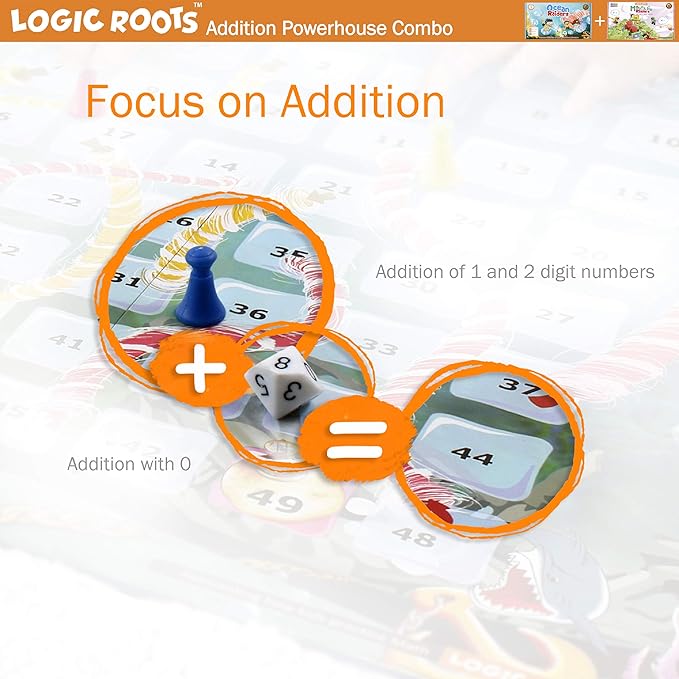 Addition Games - Pack of 2, Mountain Raiders and Ocean Raiders, Math Board Games and STEM Toys for 5- 9 Year Olds, Educational Gift for Kids, Homeschoolers, Kindergarten and Up