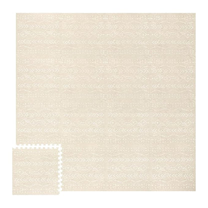 Lillefolk Baby Foam Play Mat - Baby Playmat | Tiles Interlocking Mat - Foam Baby Mat for Babies & Toddlers - Non Toxic Play Mat for Baby Tummy Time Mat Super Luxe Size 8x8 ft (16 Tiles), Beige