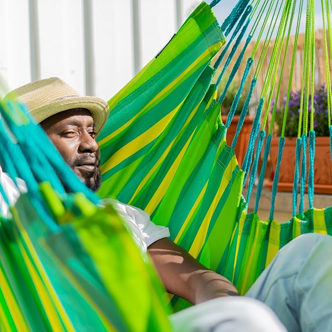 LA SIESTA® - XL King Domingo Hammock Swing Chair & CasaMount - Weather & Tear Resistant Hanging Chair - Outdoor Indoor Hammock Chair w/Suspension Kit for Walls Ceilings Square Beams - Lime