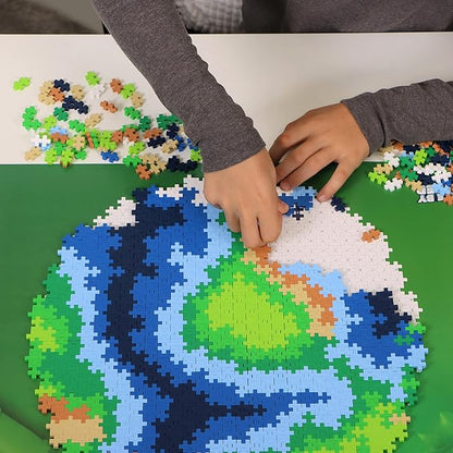 PLUS PLUS Puzzle by Number, 800 Piece Mini Interlocking Hashtag Color Blocks, 3D Pixel Art Kit for Kids - Earth