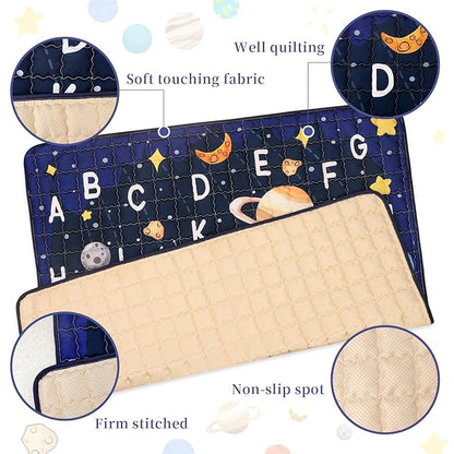 Baby Play Mat for Floor, GFU Non-Slip 50x50 Playpen Mat, Thick One-Piece Crawling Mat Blue, Infants Playmat Foldable and Machine Washable for Boys