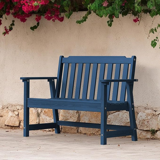 Ciokea 46" Heavy Duty Outdoor Bench, HDPE Weatherproof Garden Benches, Durable 2-Person Porch Benches with 660 Lbs, Waterproof Patio Bench for Outside Balcony Deck Backyard, Navy Blue